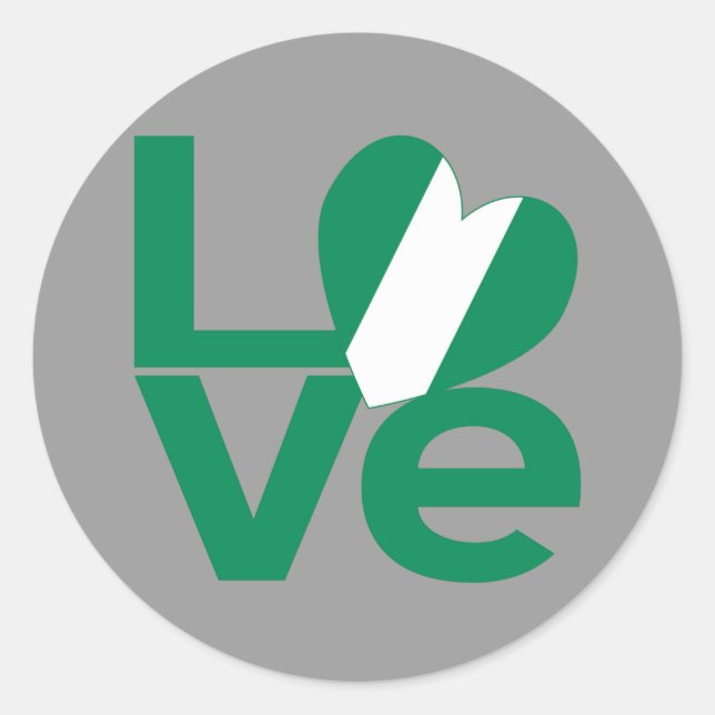 Nigeria LIEBE Green Runder Aufkleber (Vorderseite)