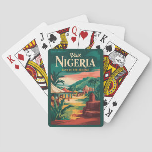 Nigeria Malerische Illustrations-Reise Kunst Vinta Spielkarten