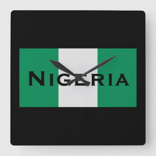 Nigeria mit nigerianischer Flagge (Westafrika) Quadratische Wanduhr