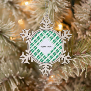 Nigeria Nigerianische Flagge Kacheln Schwarze Pers Schneeflocken Zinn-Ornament
