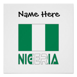 Nigeria Nigerianische Flagge Schwarz Personalisier Poster