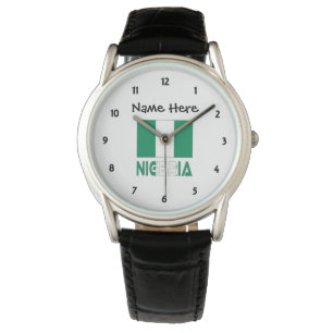 Nigeria und Nigeria-Flagge personalisiert  Armbanduhr