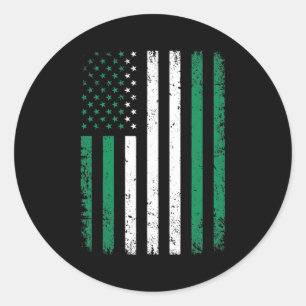 Nigeria USA-Flagge 4. Juli Amerikanischer Nigerian Runder Aufkleber