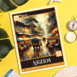 Nigeria Vintage Gemälde Postkarte
