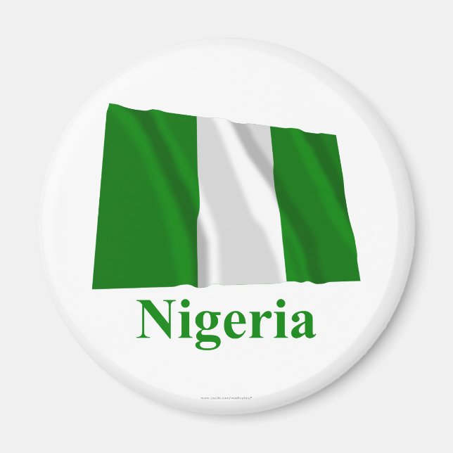 Nigeria Waving Flag mit Namen Magnet (Vorne)