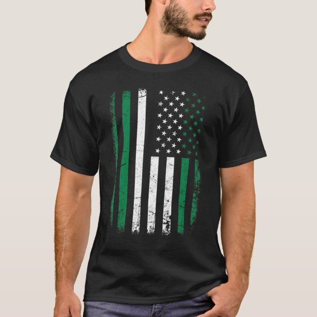 Nigerianische amerikanische Flagge Nigerias Roots  T-Shirt (Vorderseite)