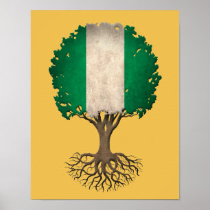 Nigerianische Flagge Baum des Lebens Anpassbar Poster