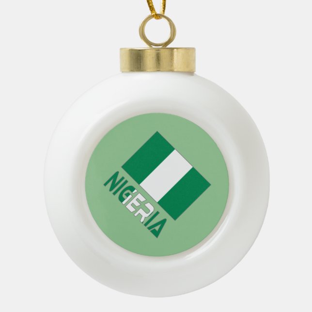nigerianische Flagge und Nigeria Keramik Kugel-Ornament (Vorderseite)