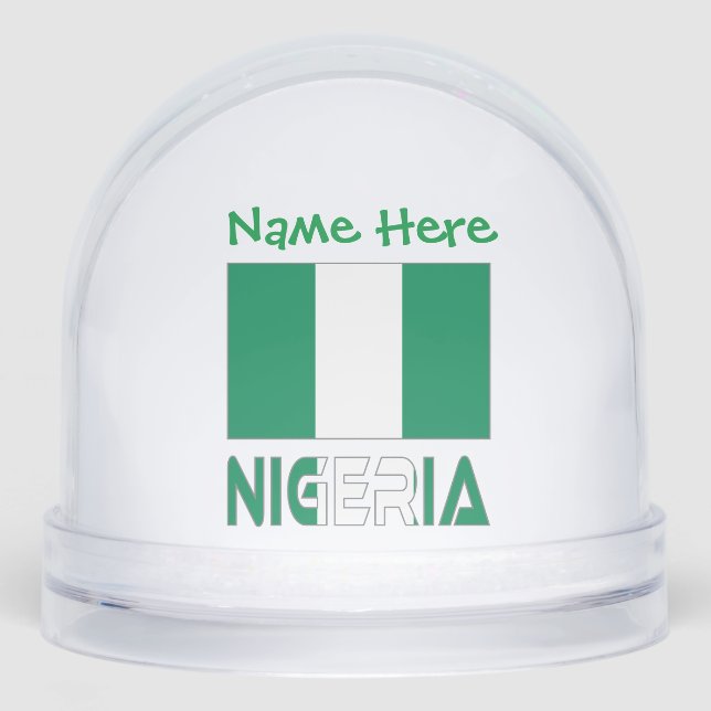 Nigerianische Flaggen-Grüne Personalisierung Schneekugeln (Vorderseite)