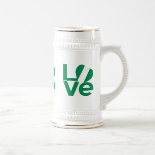 Nigerianische grüne LOVE-Herz-Flagge  Bierglas