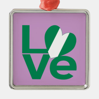Nigerianische grüne LOVE-Herzflagge Ornament Aus Metall