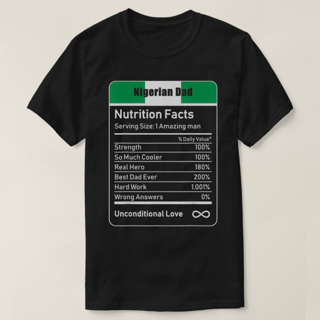 Nigerianische Vater Ernährung Fakten Fathers Day G T-Shirt (Design vorne)