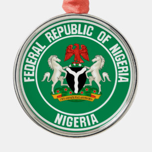 Nigerianisches Rundschild Ornament Aus Metall