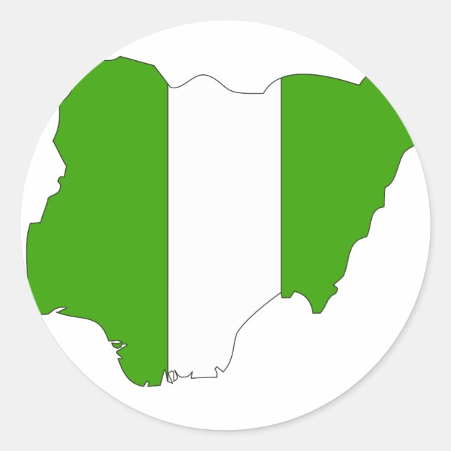 Nigerias Flaggenkarte Runder Aufkleber (Vorderseite)