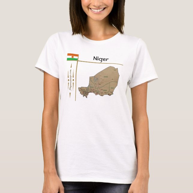 Nigerkarte + Flagge + T - Shirt (Vorderseite)