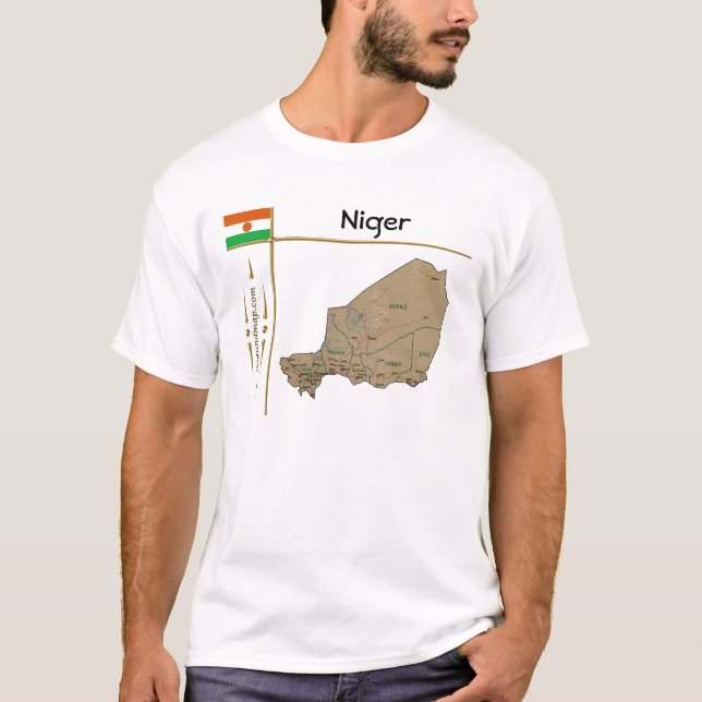 Nigerkarte + Flagge + T - Shirt (Vorderseite)