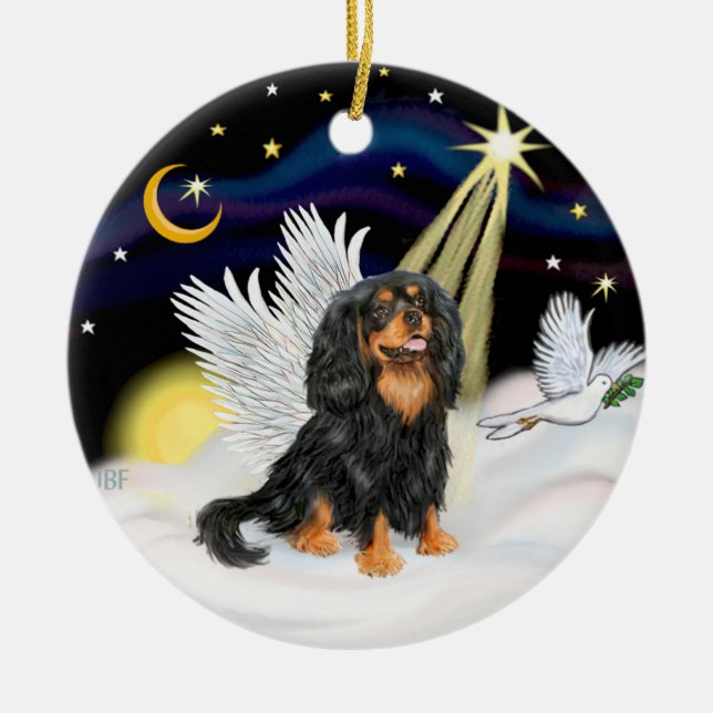 Night Angel - Cavalier King Charles (tri) Keramik Ornament (Vorne)