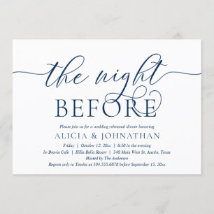 Night Before, Navy Blue, Probe Dinner Einladung