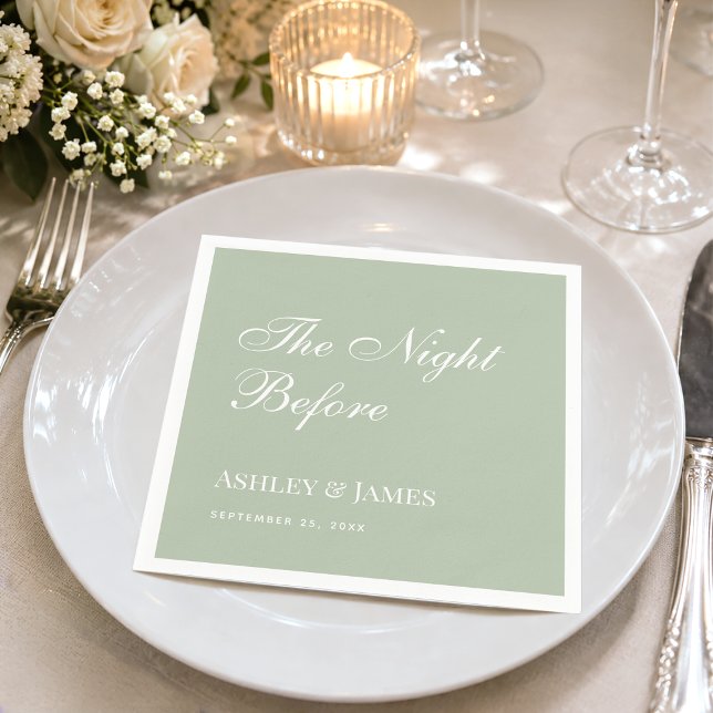 Night Before Sage Green Simple Probe Dinner Serviette (Von Creator hochgeladen)