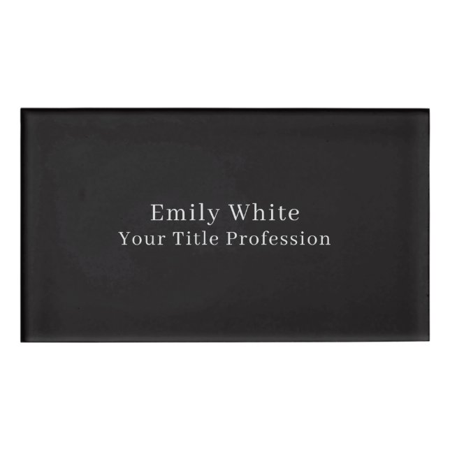 Night Black Plain Elegant Professional Modern Namenschild (Vorderseite)
