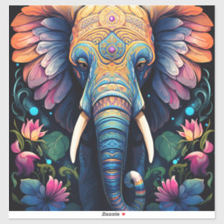 Night Blooming Mandala Elephant Aufkleber