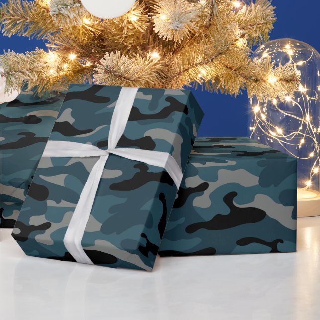 Night Blue Camouflage Camouflage Geschenkpapier (Feiertage)