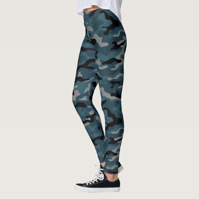 Night Blue Camouflage Camouflage Leggings (Links)