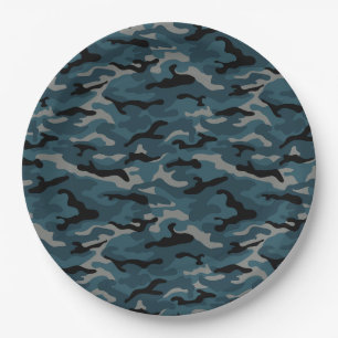 Night Blue Camouflage Camouflage Pappteller