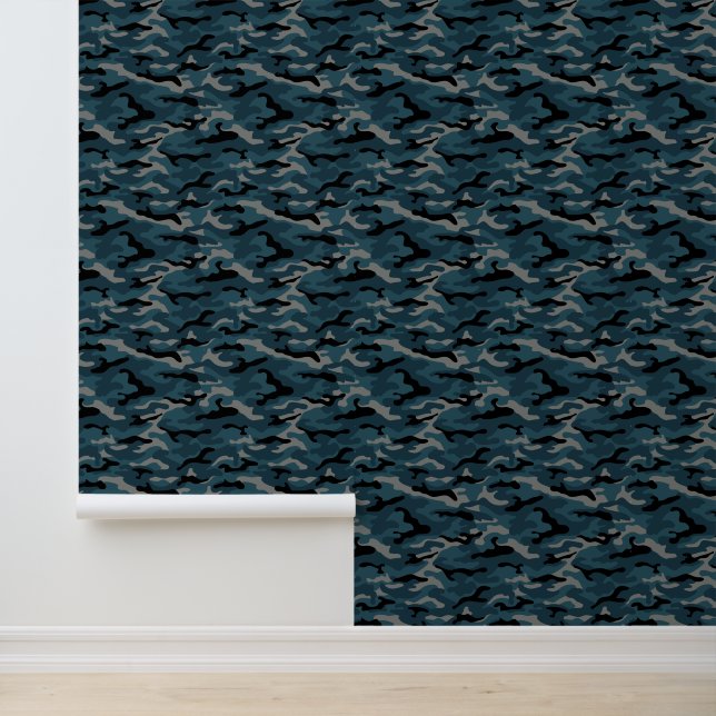 Night Blue Camouflage Camouflage Tapete (Anwendung)