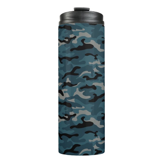 Night Blue Camouflage Camouflage Thermosbecher (Vorderseite)