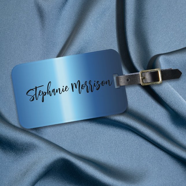 Night Blue Metallic Minimalistisch Chic Trendy Scr Gepäckanhänger (Von Creator hochgeladen)