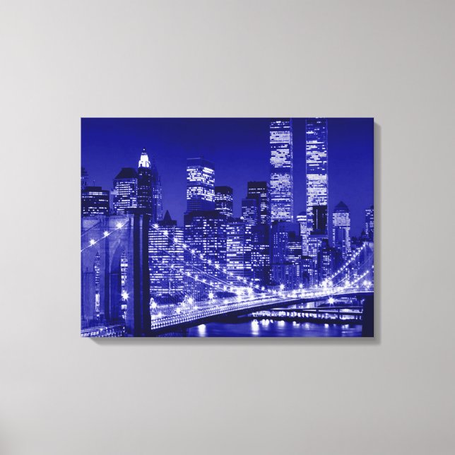 Night Blue New York City Pop Art Leinwanddruck (Vorderseite)