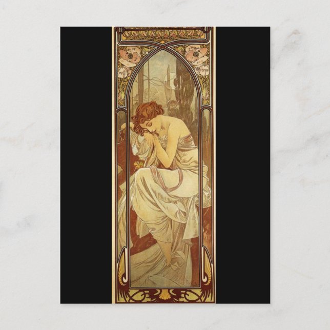 Night - by Alphonse Mucha Postkarte (Vorderseite)