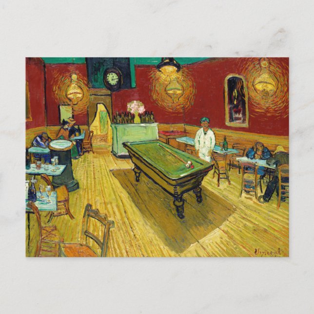 Night Café - Vincent van Gogh Gemälde Art Postkarte (Vorderseite)