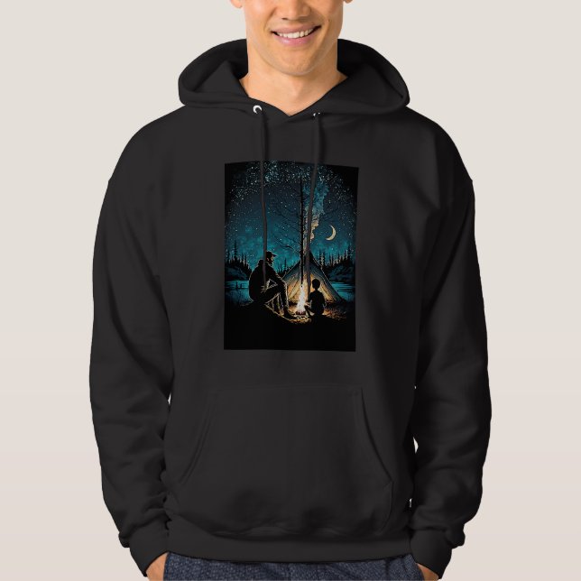 Night Camping Bonfire Bonding Father and Son Bonfi Hoodie (Vorderseite)