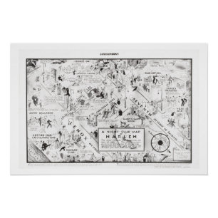 Night-Club Karte von Harlem, 1933 Poster