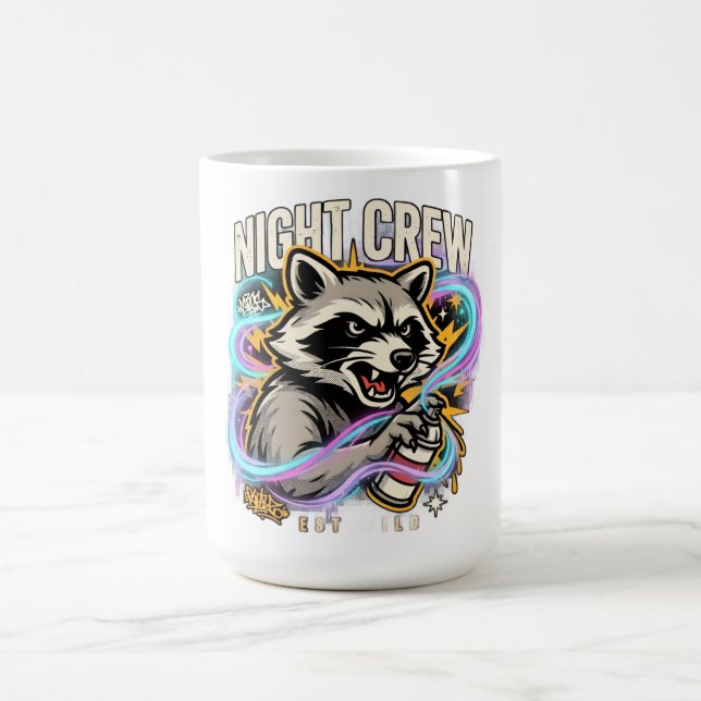 Night Crew Waschbär-Graffiti-T-Shirt Kaffeetasse (Mittel)