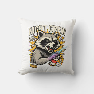 Night Crew Waschbär-Graffiti-T-Shirt Kissen