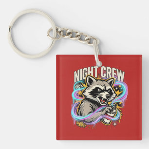 Night Crew Waschbär-Graffiti-T-Shirt Schlüsselanhänger