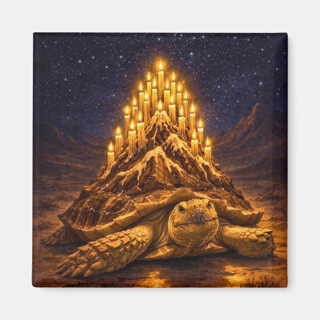Night Desert Sulca Tortoise birthday cake mountain Magnet (Vorne)