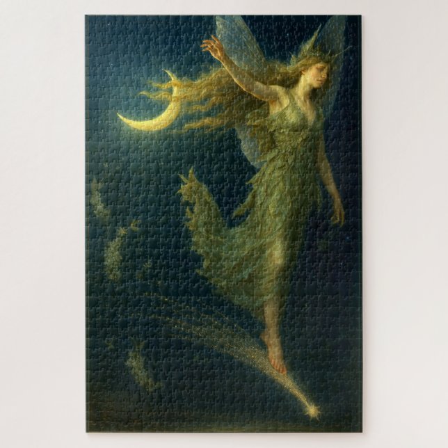 Night Fairy Riding On A Shooting Star Fantasy Art Puzzle (Vertikal)
