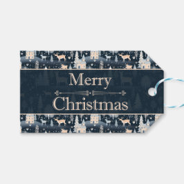 Night Forest Winter Village Geschenkanhänger