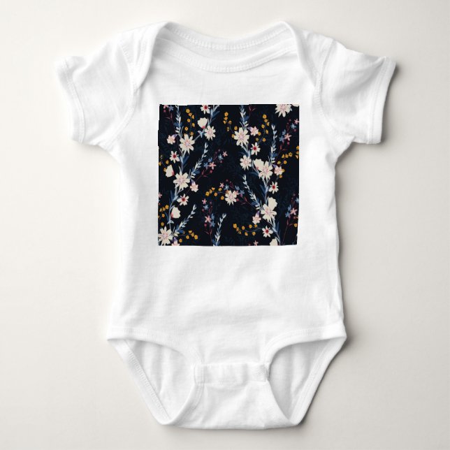 Night Garden Floral Navy Muster Baby Strampler (Vorderseite)
