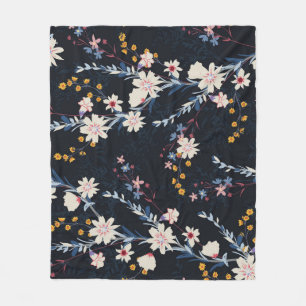 Night Garden Floral Navy Muster Fleecedecke