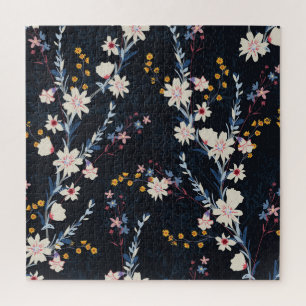 Night Garden Floral Navy Muster Puzzle