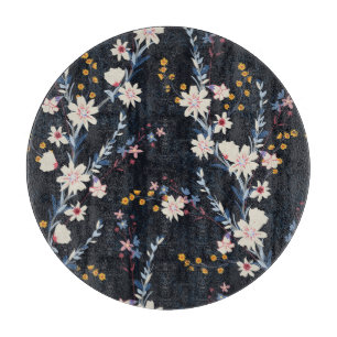 Night Garden Floral Navy Muster Schneidebrett