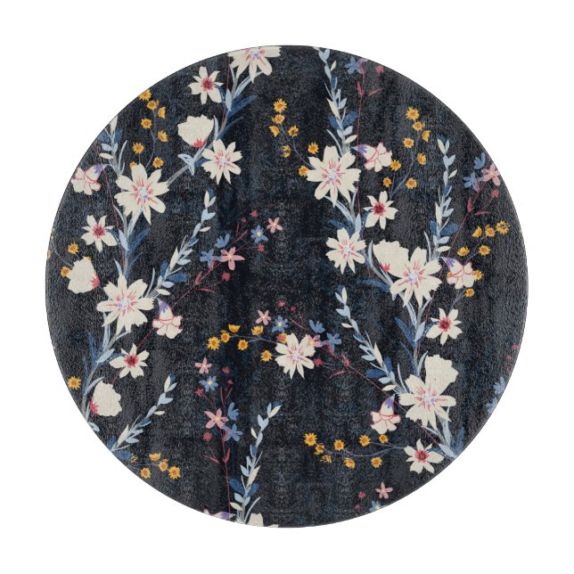 Night Garden Floral Navy Muster Schneidebrett (Vorderseite)