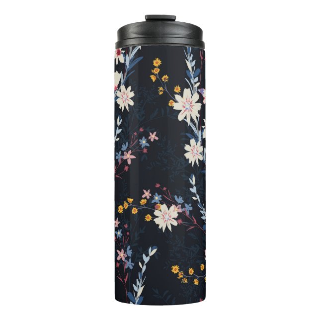 Night Garden Floral Navy Muster Thermosbecher (Vorderseite)