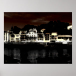 Night Gebäude digitale Wirkung des Stileindrucks Poster