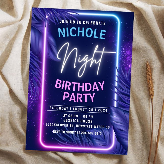 Night Glow Geburtstag Einladung Party (Zazzle Night Glow Party Birthday Invitation)